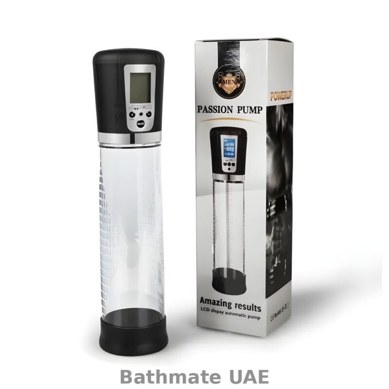 PowerUp Passion Pump automatic electric vacuum pump with clear chamber, LCD display and accessories.