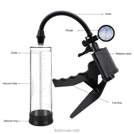 Bathmate UAE vacuum pump with gauge, hose, release valve and measuring scale