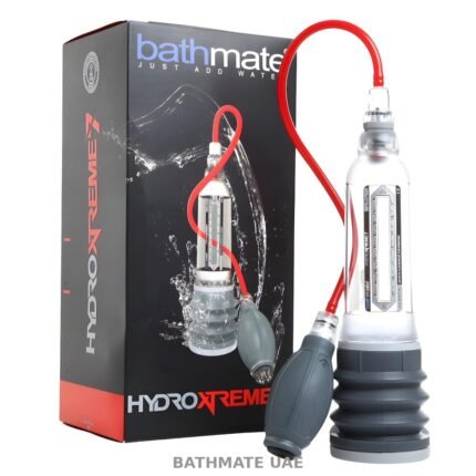Bathmate UAE HydroXtreme water-powered pump with red hose and hand pump