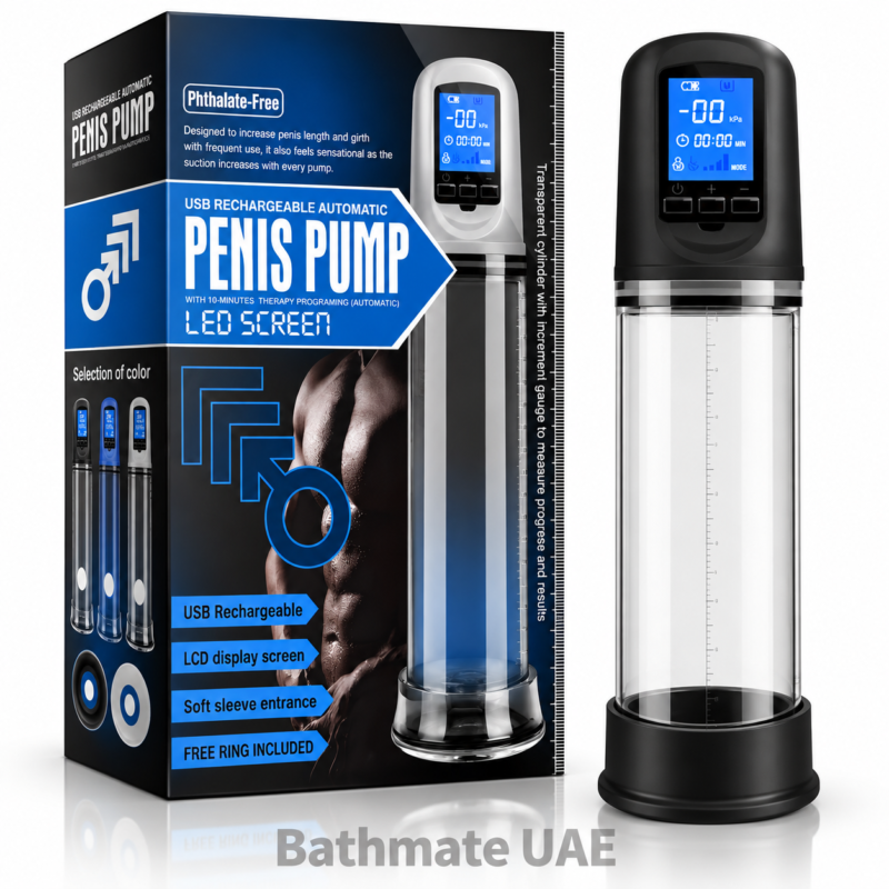 Automatic electric penis pump with LED pressure display and transparent cylinder