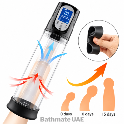 Automatic electric penis pump with LED pressure display and transparent cylinder