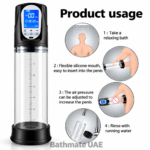 Automatic electric penis pump with LED pressure display and transparent cylinder