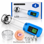 Men electric penis pump with LCD display, transparent cylinder and adjustable rings