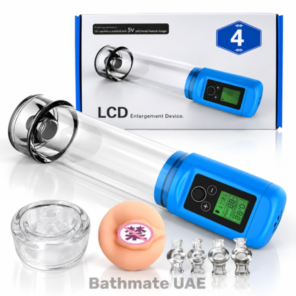 Men electric penis pump with LCD display, transparent cylinder and adjustable rings